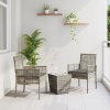 VidaXL 3-dielny bistro set s vankúšmi, sivý, polyratan