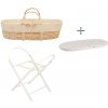 Ahojbaby súprava Mojžišov košík pre bábätko Corn Natural so skladacím stojanom White, béžovým poťahom + matracom zdarma