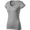 MALFINI ADLER 162 FIT V-NECK DÁMSKE BAVLNENÉ TRIČKO TMAVOSIVÝ MELÍR 12 - XXL