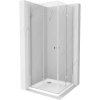 Mexen Lima Duo, sprchovací kút s 2-krídlovými skladacími dverami 70 (dvere) x 70 (dvere) cm, 6mm číre sklo + slim sprchová vanička 5cm biela, 856-070-070-01-02-4010