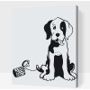 Vymalujsisam.sk Maľovanie podľa čísiel - Čiernobiely pes Veľkosť: 30x40cm, Rám: Na plastovej doske