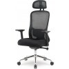 SUPERKANCL kancelárska stolička FUN PDH, otočná stolička do 130 kg, 3D-opierka hlavy, 2D-bedrová opierka, 3D-opierky, čierna