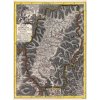 SAMUEL MIKOVÍNI (1686-1750): Mapa Turčianskej stolice. Kolorovaná medirytina. Bratislava, 1736. Druh potlače: Exkluzívne prevedenie na plátne v drevených lištách 75x61 - Reprodukcia dekoračnej histori