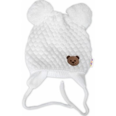Baby Nellys Zimná pletená čiapka Teddy Bear na zaväzovanie biela od 9,4 € -  Heureka.sk