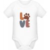 Organické Body pre Bábätká - Nápis LOVE s labkou - Biela - 6 - 12 mesiacov - Detské