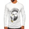 Biele pánske tričko s dlhými rukávmi a potlačou Bolf 146742