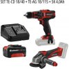 Aku sada Einhell PXC vŕtací skrutkovač TE-CD 18/40 + uhlová brúska TE-AG 18/115 + 18V akumulátor 4,0 Ah Power X-Change + nabíjačka, 4200000071