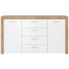 BRW Biela komoda BALDER KOM2D4S dub riviera/biely lesk drevo 155 cm x 88 cm x 39 cm