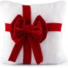 Vianočná plyšová obliečka na vankúš s mašľou 40x40 cm - 1 ks biela červená