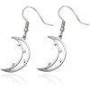 Šperky eshop - Oceľové náušnice striebornej farby, mesiačik s hviezdičkami, afroháčiky G14.4