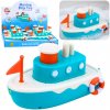 Leantoys Naťahovacie hračky do kúpeľa – Modrá loďka striekajúca vodu