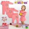 Baby Nellys Bavlnený dojčenský overal bez šľapiek Sweet Girl losos marhuľa