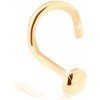Šperky eshop - Piercing do nosa v žltom 14K zlate - zahnutý, vypuklá okrúhla hlavička S2GG95.38