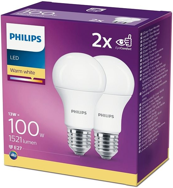 Philips LED 13 100W, E27 2700 K, 2 ks