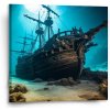 Sablio Obraz Vrak drevenej lode na dne mora - 50x50 cm