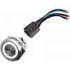 LED vodotesný spínač 30mm bez aretácie - biele podsvietenie, 12 - 24V