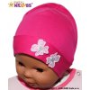 Baby Nellys ® Bavlněná čepička Kytičky sytě růžová