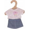 Bigjigs Toys Biele tričko s rifľovou sukňou pre bábiku 28 cm
