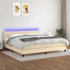 Box spring postel s matrací a LED krémová 200x200 cm textil 3133426