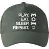 Play Eat Sleep Repeat game - Šiltovka so zahnutým šiltom a mosaznou sponou - Univerzálna veľkosť ( Tm. bridlica (šedozelená) )