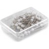Špendlíky s plastovou hlavičkou dĺžka 32 mm biele - nikel (10 krab.)