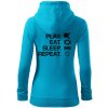 Stolný tenis - eat sleep - Mikina dámska trendy zipper s kapucňou - 2XL ( Svetlý tyrkys )