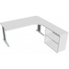 Pracovný stôl Flex, ergo, ľavý, 180x75,5x200,0 (80x40) cm, biela/kov