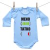 Boodyy Modré body s dlhým rukávom Batéria nabitá/vybitá tatko s menom 62 (2-4 mesiace)