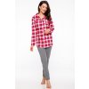 Dalia - kárované pyžamo na gombičky S Šedá / ružová Dlhé