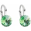 Evolution Group strieborné náušnice visiace s krištálmi Swarovski zelené okrúhle 31229.3 chrysolite