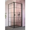RADAWAY NES BLACK KDJ I FACTORY 100cm pravé dvere do kombinácie / sprchový kút rohový, profil čierny, sklo factory, 10022100-54-55R