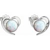 Strieborné náušnice srdca s bielym syntetickým opálom 31259.3 White