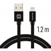 Swissten 71523201 TEXTILE dátový USB - Lightning, 1,2m, černý