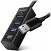 AXAGON HUE-M1A, 4x USB 3.2 Gen 1 MINI hub, kovový, kabel USB-A 20cm