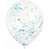 Balóniky 30cm – priehľadné s modrými konfetami – 6 ks 11179581184