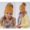 Fashionweek Dámska zimná čiapka s brmbolcom ZIZI34 / V14 Farba: horčicovú, Veľkosť: Universal