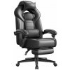 Herná stolička s opierkou nôh, ergonomický dizajn, čierna farba