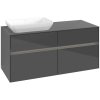 VILLEROY & BOCH Collaro závesná skrinka pod umývadlo na dosku (umývadlo vľavo), 4 zásuvky, s LED osvetlením, 1200 x 500 x 548 mm, Glossy Grey, C113B0FP