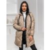 Bežová dámska dlhá prešívaná zimná bunda / kabát s kapucňou Bolf 5M3189