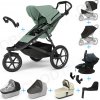 Set 10v1 Thule Urban Glide 3 Mist green s magnetickou sponou + madlo + vanička Soft Beige + pláštenky a moskytiéry Thule + Autosedačka Thule Maple Darkest Blue s ISOFIX základňou Thule Alfi a adaptérm