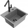 MEXEN/S MEXEN/S - Milo granitový drez 1-miska vrátane batérie Flora, šedá 6505-71-670401-70-B