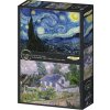 Grafika puzzle 2x500 Van Goghovo umenie: Hviezdna noc a Dom v Auvers