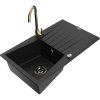Mexen Cesar granitový drez s 1 komorou a odkvapkávačom a kuchynskou batériou Telma, čierny - 6514-77-670200-50-B