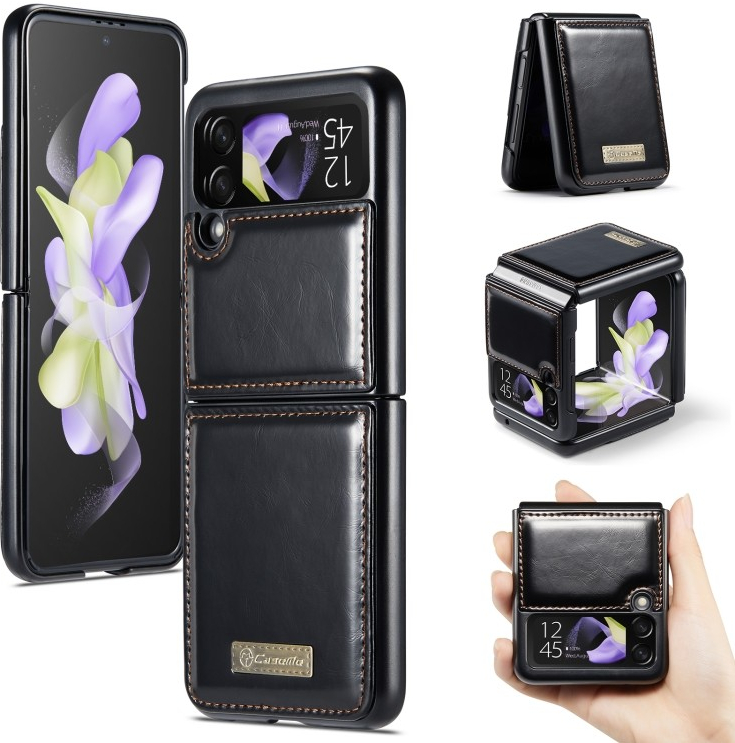 Púzdro PROTEMIO 53091 CASEME LEATHER Plastový kryt Samsung Galaxy Z Flip4 5G čierny