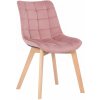 Design-Shop Stolička Passaic - zamat, drevené nohy natura - Ružová