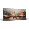Ročné obdobia Vianočný večer námestia | Obraz Vintessia v ráme Rozmery panoráma: 60x120, Rám: Čierny matný-alu