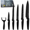 Royalty Line RL-MB5S 6-dielna súprava nožov s mramorovým povrchom a s keramickou škrabkou, 20cm, 15cm, 13cm, 12cm, 9cm, čierna