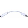 PremiumCord redukcia USB-C na jack 3,5 M/F, káblová, s DAC čipom, 0,10m, biela 8592220022884