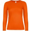 Tričko dámske B&C dlhý rukáv E150 - oranžové, XL