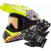 CROSSOVÁ PRILBA ĽAHKÁ ENDURO QUAD XL + OKULIARE + RUKAVICE